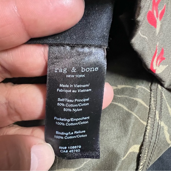 RAG & BONE Jackson Short Army Floral Men's Orange Birds Size 36 - Picture 10 of 12